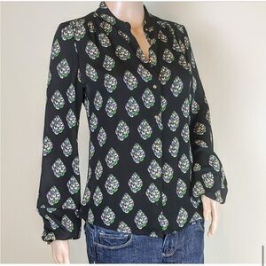 Diane Von Furstenberg Black and Green Blouse
